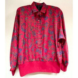 Vintage Schrader Sport Custom Casual Paisley Sweater Shirt Size 16W Red Pullover